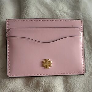 Tory Burch Blush Pink Card Holder with Gold Emblem